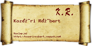 Kozári Róbert névjegykártya